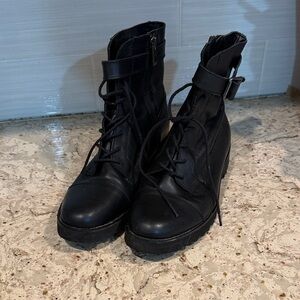 Franco Sarto Black Combat Boots
